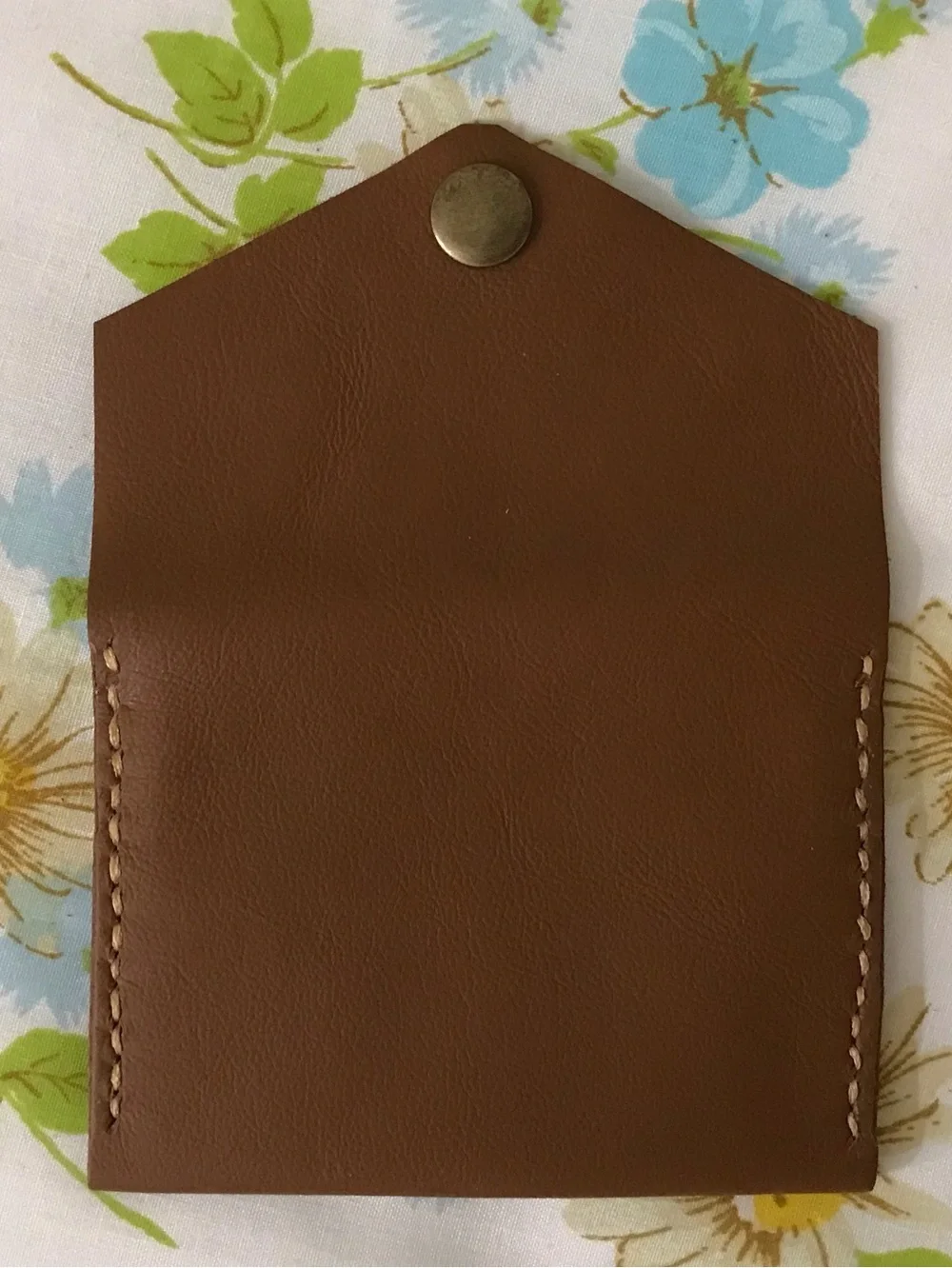 Women's Tan Leather Envelope Wallet with Snap Closure